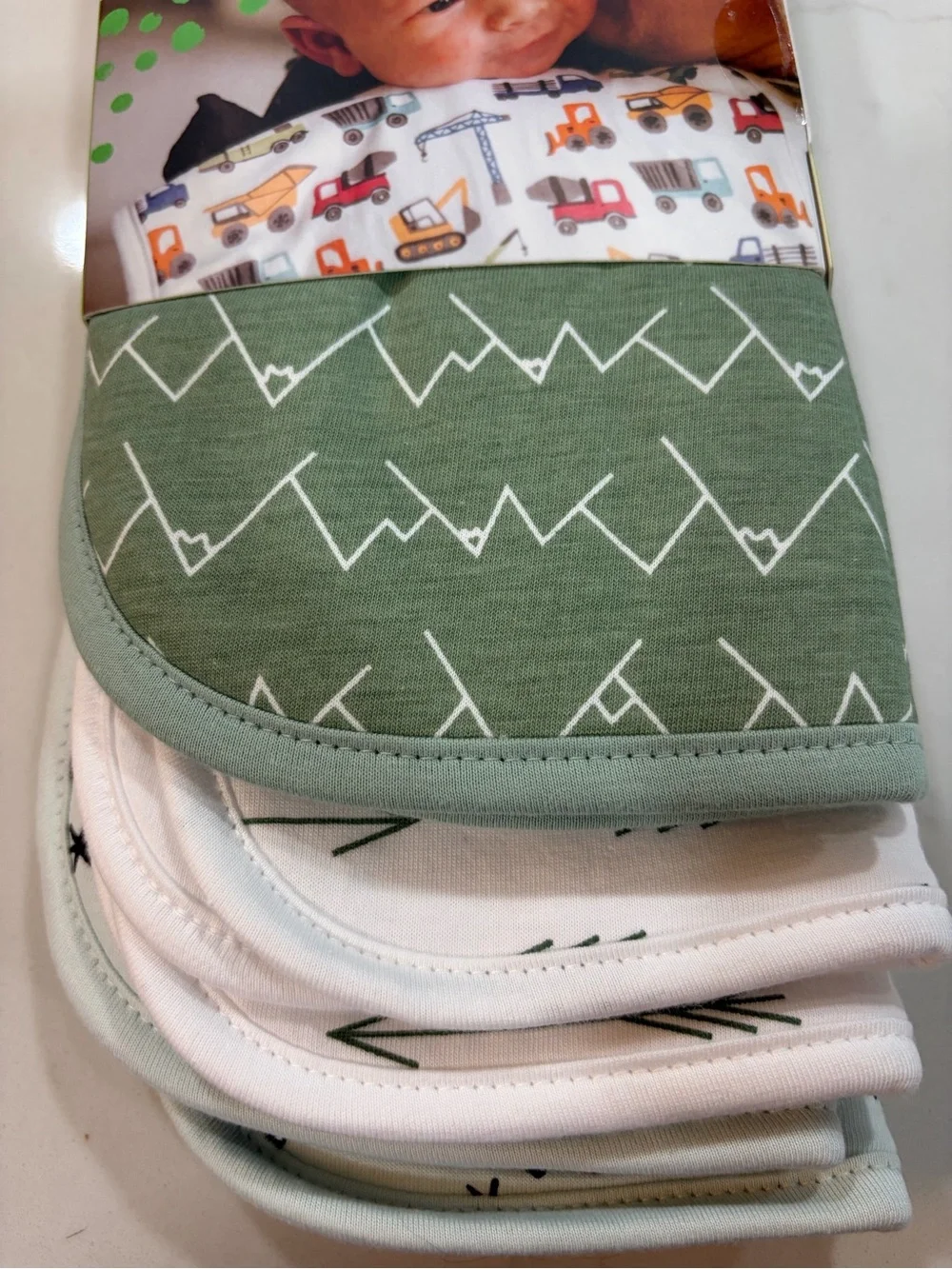 Copper Pearl Mint & Green Baby Burp Cloth Set - Bear Print